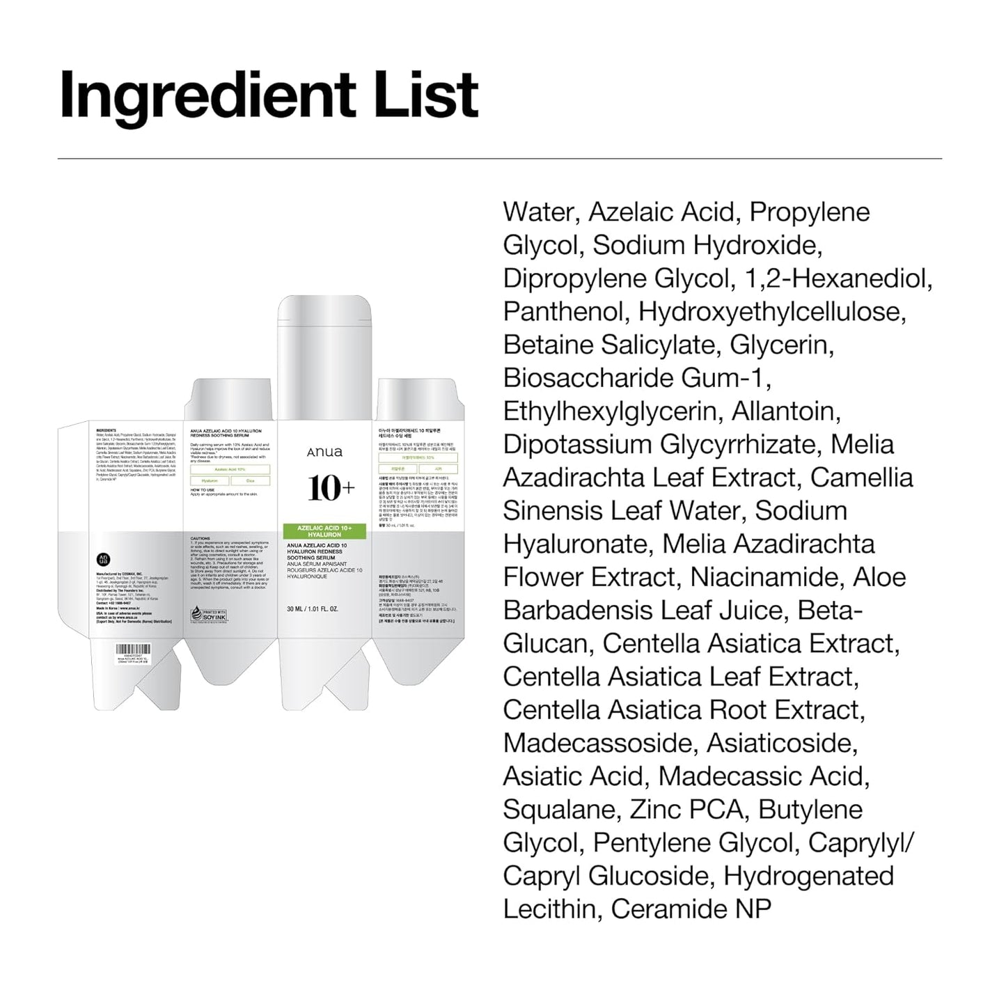 Anua 10+ Azelaic Acid Hyaluron Soothing Serum (30mL) Survana