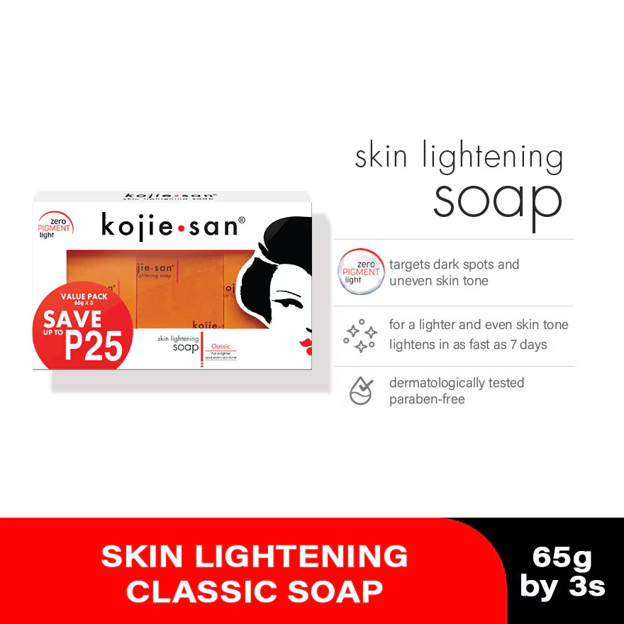 Kojie San Skin Lightening Kojic Acid Soap 3x 65g (Pack of 3)