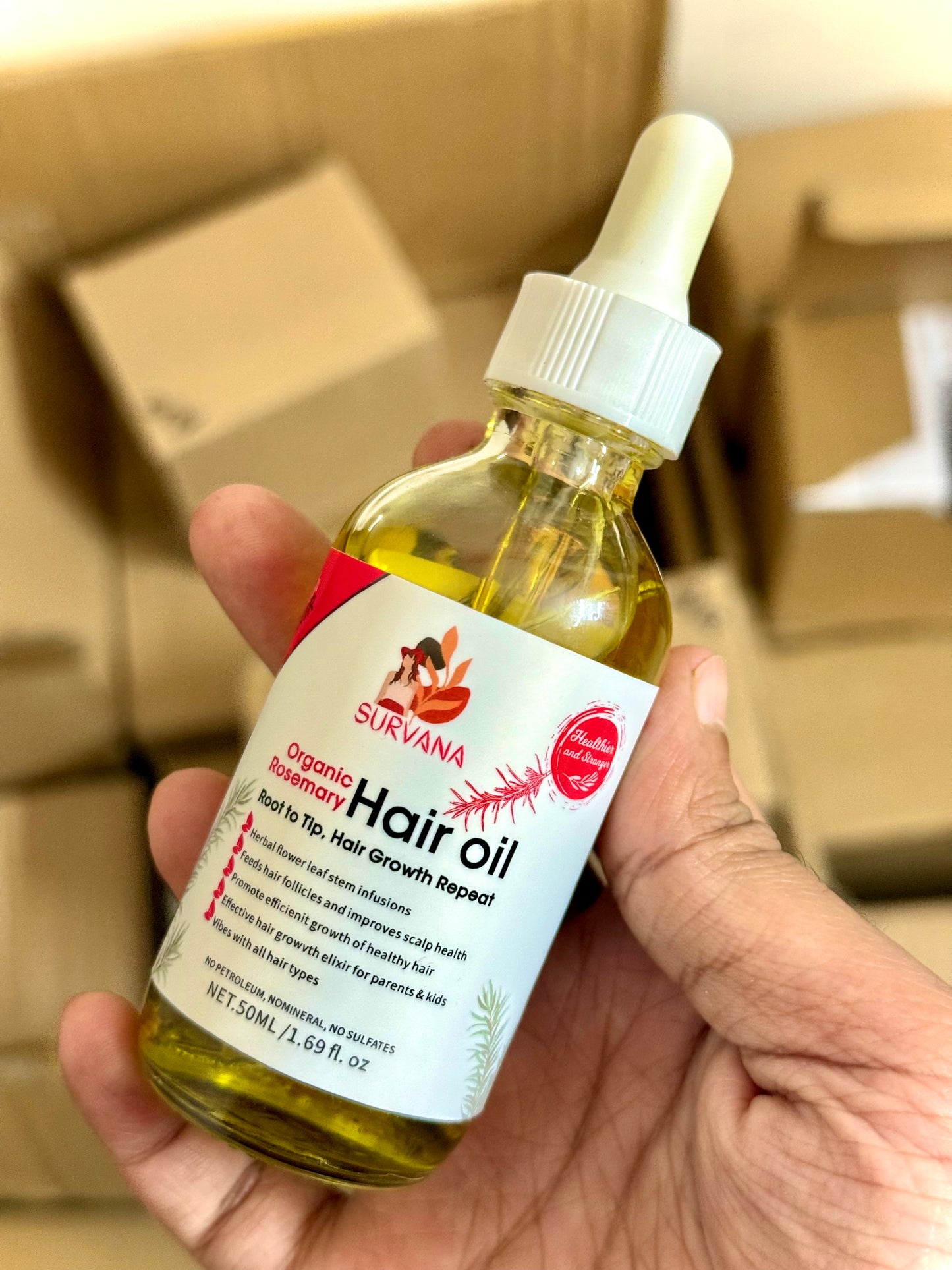 Survana Organic Rosemary Hair Oil 50mL/1.69 fl.oz âī¸âī¸âī¸âī¸âī¸ Reviewed
