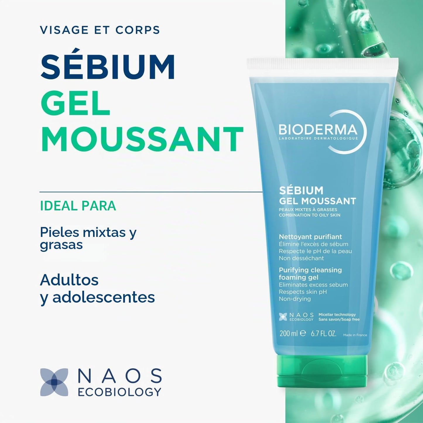 Bioderma Sebium Gel Moussant Purifying Cleansing Foaming Gel 200mL