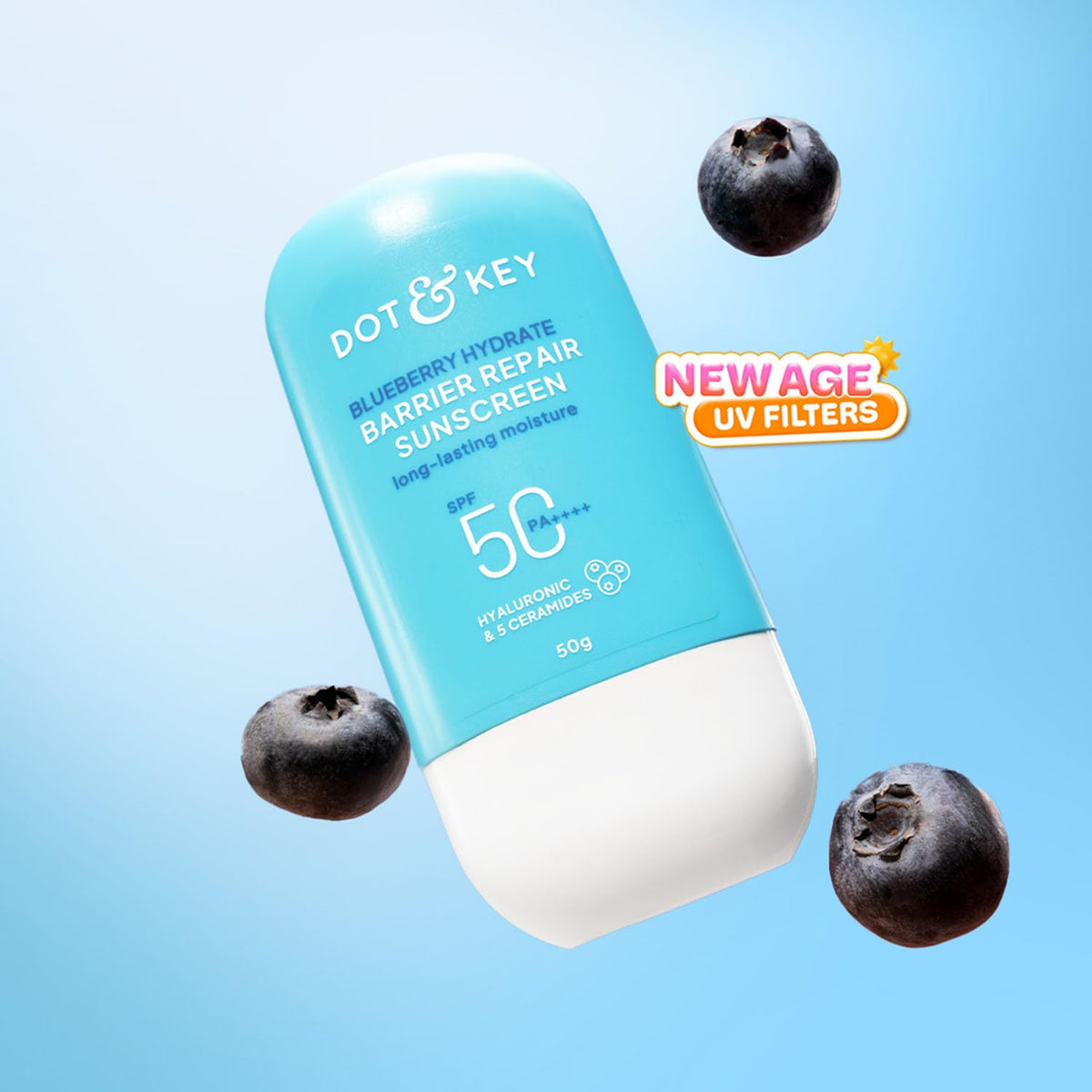 Dot & Key Blueberry Hydrate Barrier Repair Sunscreen SPF50+ With Hyaluronic And Ceramides PA+++ 50g