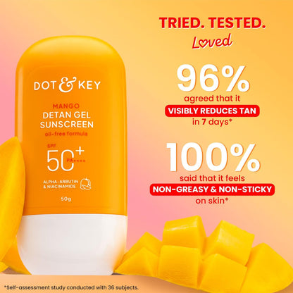 Dot & Key Mango Detan Gel Oil Free Sunscreen SPF 50+ PA+++ 50g