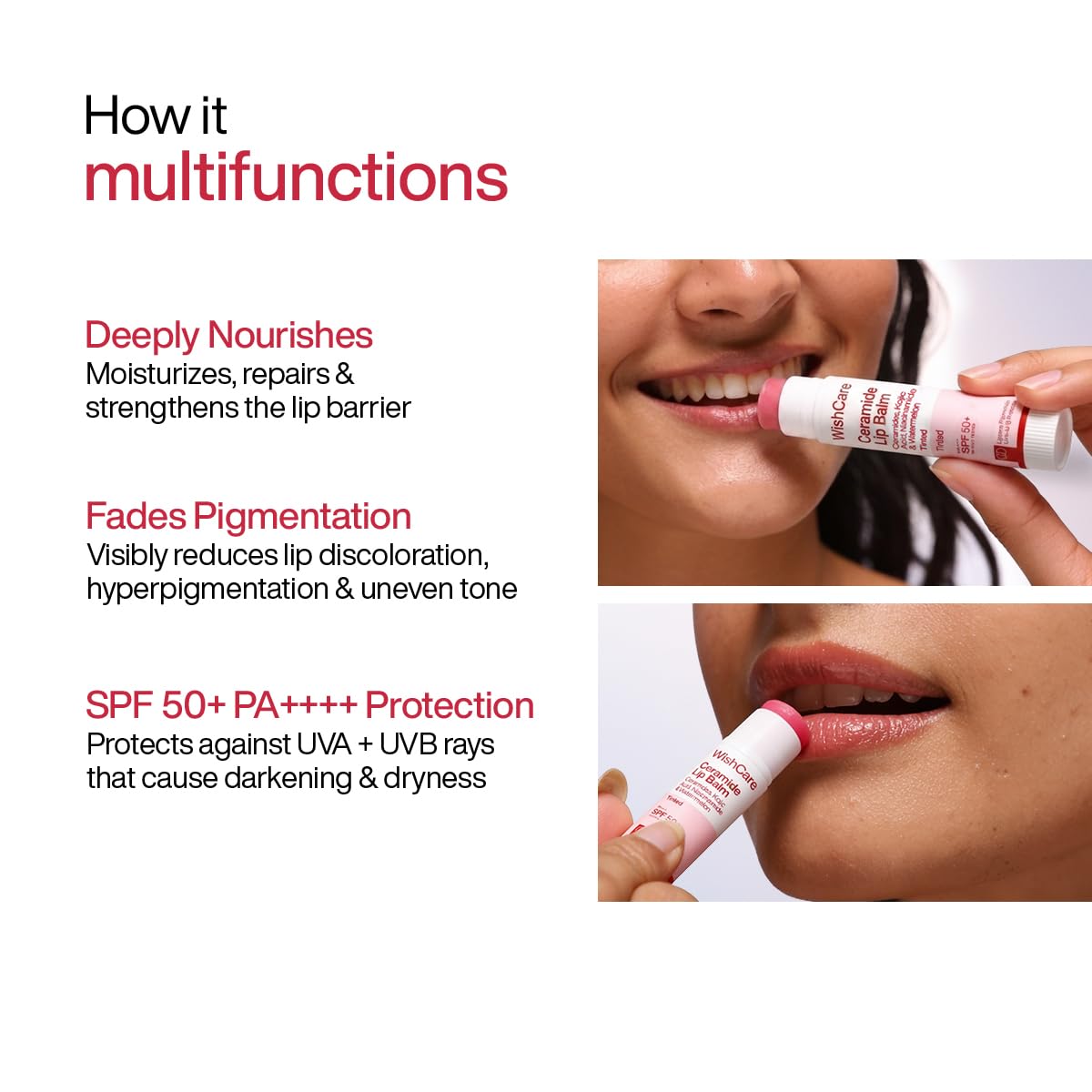 WishCare Ceramide Tinted Lip Balm with SPF 50 PA+++ 5g