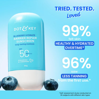 Dot & Key Blueberry Hydrate Barrier Repair Sunscreen SPF50+ With Hyaluronic And Ceramides PA+++ 50g