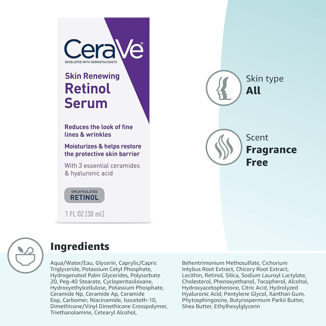 CeraVe Skin Renewing Retinol Serum -30mL