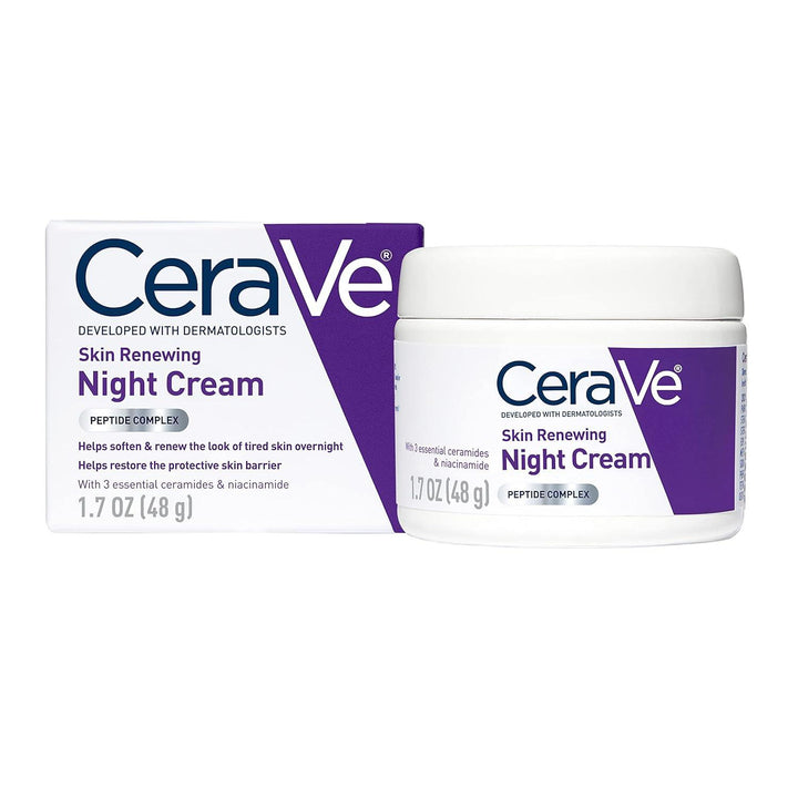 CeraVe Skin Renewing Night Cream | Hydrating Moisturizer with Peptides and Hyaluronic Acid | 1.7 oz