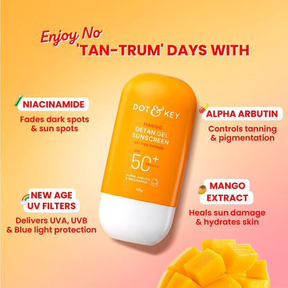 Dot & Key Mango Detan Gel Oil Free Sunscreen SPF 50+ PA+++ 50g