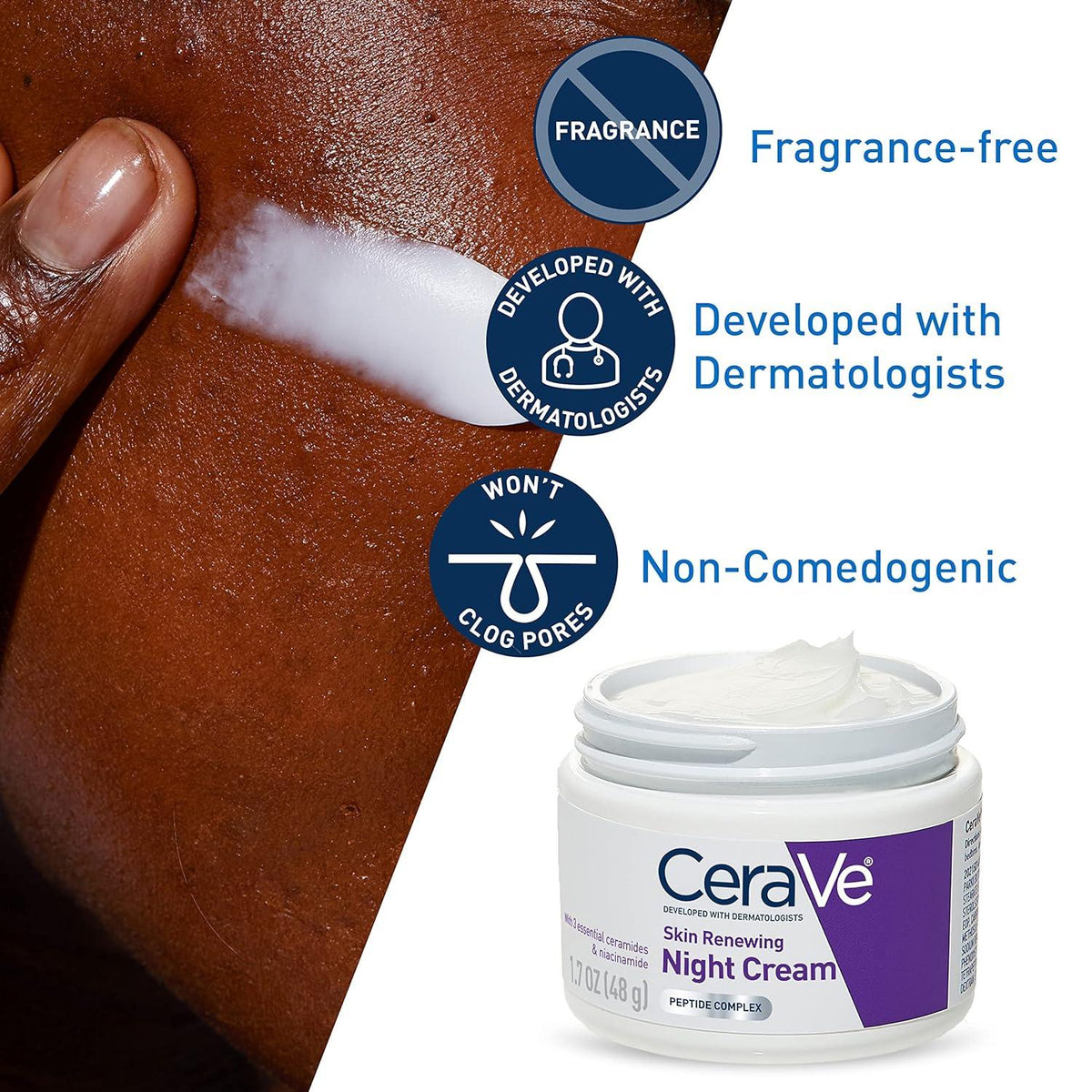 CeraVe Skin Renewing Night Cream | Hydrating Moisturizer with Peptides and Hyaluronic Acid | 1.7 oz 🇬🇧 CeraVe Official UK 🇬🇧
