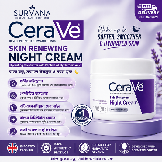 CeraVe Skin Renewing Night Cream | Hydrating Moisturizer with Peptides and Hyaluronic Acid | 48g