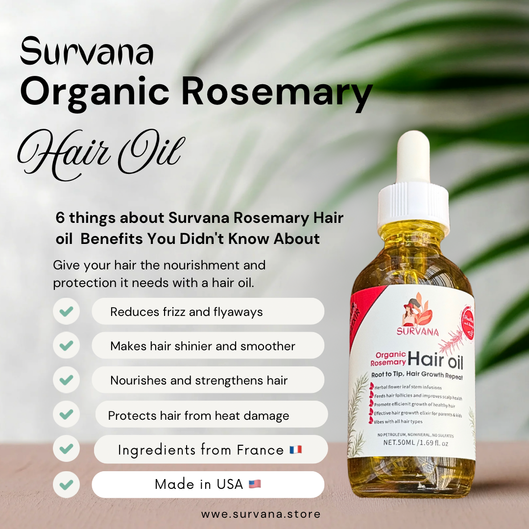 Survana Organic Rosemary Hair Oil 50mL/1.69 fl.oz ⭐️⭐️⭐️⭐️⭐️ Reviewed