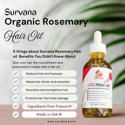 Survana Organic Rosemary Hair Oil 50mL/1.69 fl.oz ⭐️⭐️⭐️⭐️⭐️ Reviewed